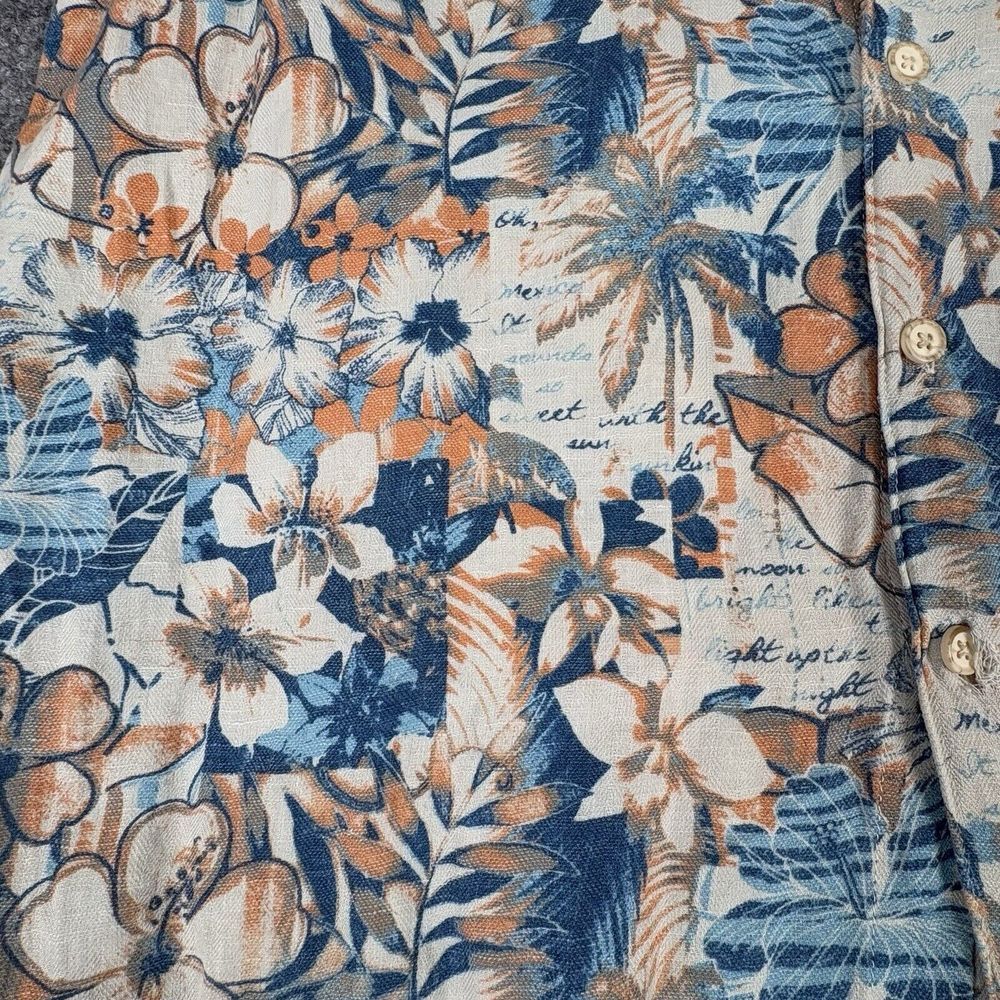 Margaritaville Shirt Mens L Hawaiian Floral Silk Linen Beach Resort Cruise Dad‎ - Picture 2 of 14